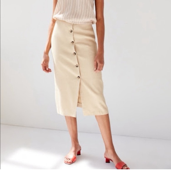 Aritzia Wilfred Beige Button-Front Skirt - Picture 1 of 5